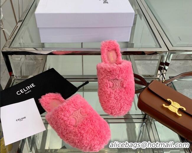 Low Cost Celine Shearling Flat Mules 121502 Pink