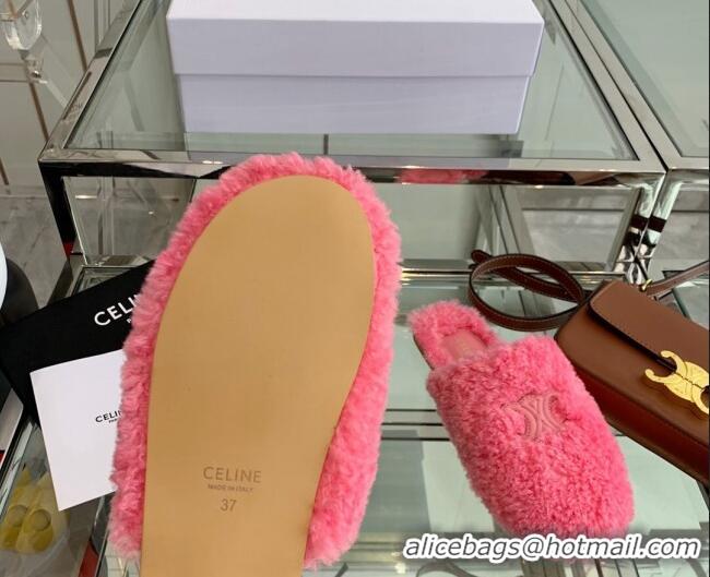 Low Cost Celine Shearling Flat Mules 121502 Pink