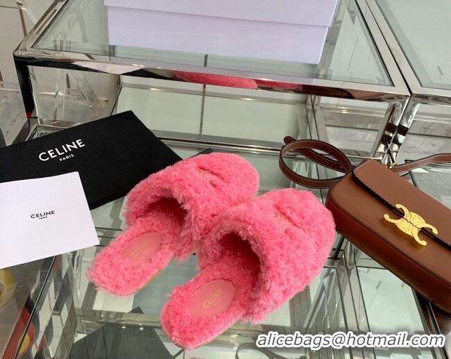 Low Cost Celine Shearling Flat Mules 121502 Pink