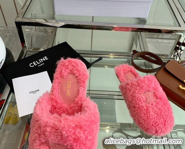 Low Cost Celine Shearling Flat Mules 121502 Pink