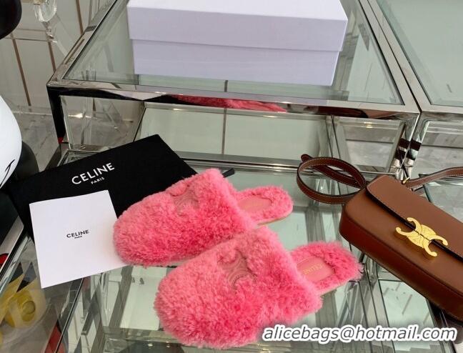 Low Cost Celine Shearling Flat Mules 121502 Pink