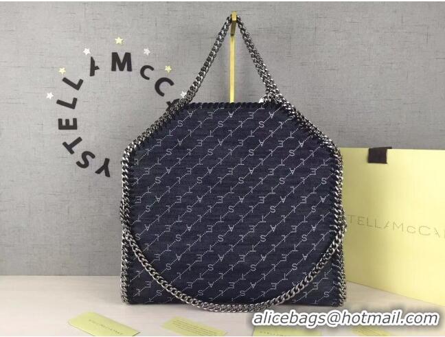 Promotional Stella McCartney Lettering Denim Falabella Fold Over Tote Bag SM1611 Blue 2020