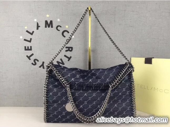 Promotional Stella McCartney Lettering Denim Falabella Fold Over Tote Bag SM1611 Blue 2020