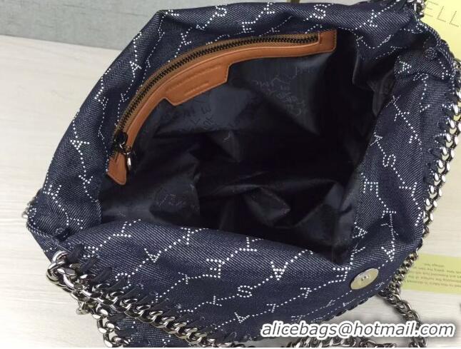 Promotional Stella McCartney Lettering Denim Falabella Fold Over Tote Bag SM1611 Blue 2020