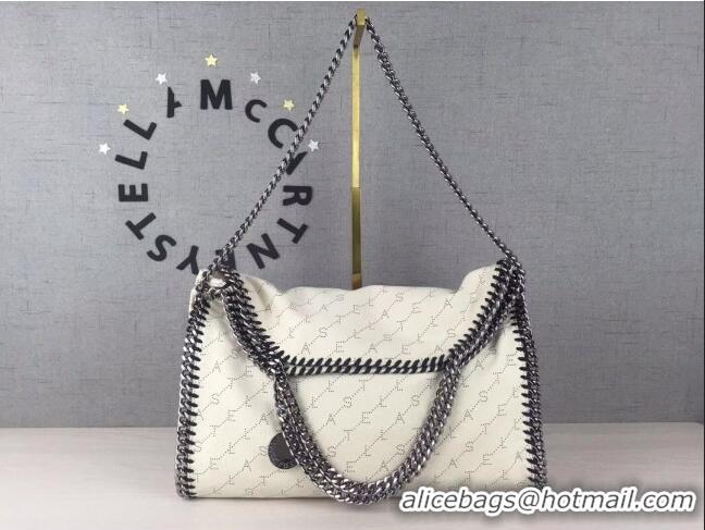 Inexpensive Stella McCartney Lettering Falabella Fold Over Tote Bag SM1611 White 2020