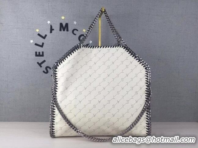 Inexpensive Stella McCartney Lettering Falabella Fold Over Tote Bag SM1611 White 2020