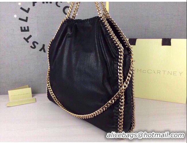 Top Quality Stella McCartney Falabella Fold Over Tote Bag SM1611 Black/Gold 2020