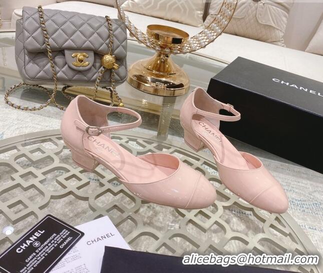 Low Cost Chanel Patent Calfskin Open Shoe/Pumps G38571 Light Pink