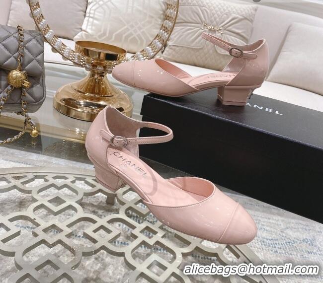 Low Cost Chanel Patent Calfskin Open Shoe/Pumps G38571 Light Pink