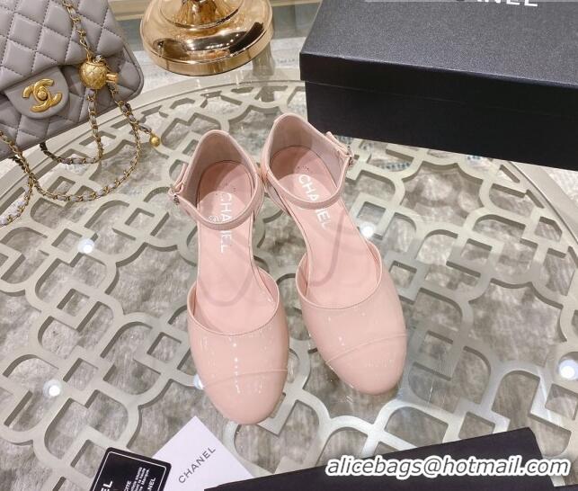 Low Cost Chanel Patent Calfskin Open Shoe/Pumps G38571 Light Pink