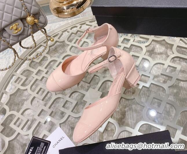 Low Cost Chanel Patent Calfskin Open Shoe/Pumps G38571 Light Pink