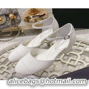 Fashion Chanel Patent Calfskin Open Shoe/Pumps G38571 White