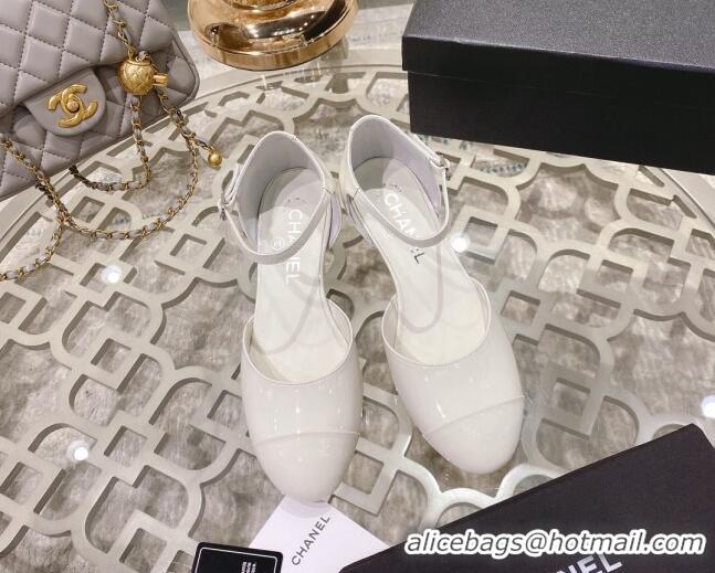 Fashion Chanel Patent Calfskin Open Shoe/Pumps G38571 White