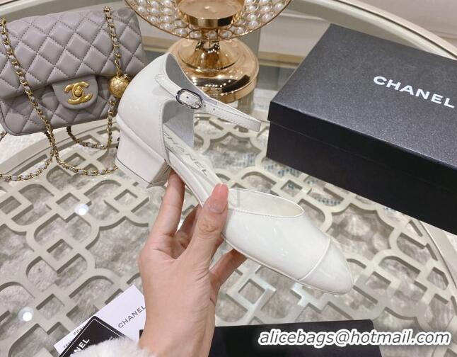 Fashion Chanel Patent Calfskin Open Shoe/Pumps G38571 White