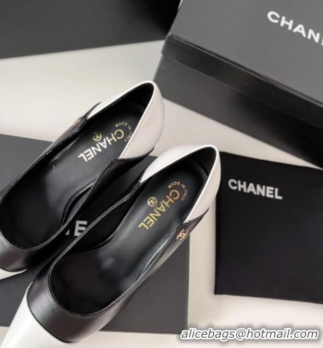 Discount Design Chanel Lambskin Pumps 8.5cm 121459 Black/White