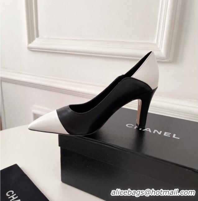 Discount Design Chanel Lambskin Pumps 8.5cm 121459 Black/White