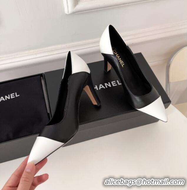 Discount Design Chanel Lambskin Pumps 8.5cm 121459 Black/White