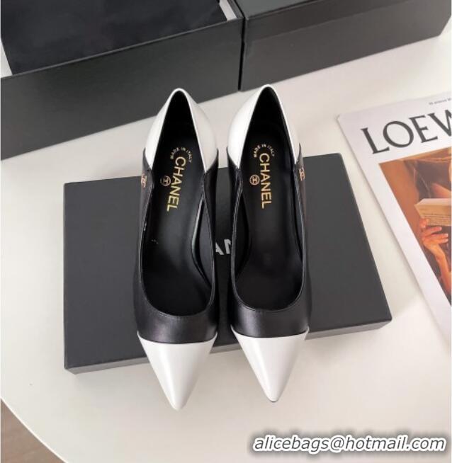 Discount Design Chanel Lambskin Pumps 8.5cm 121459 Black/White