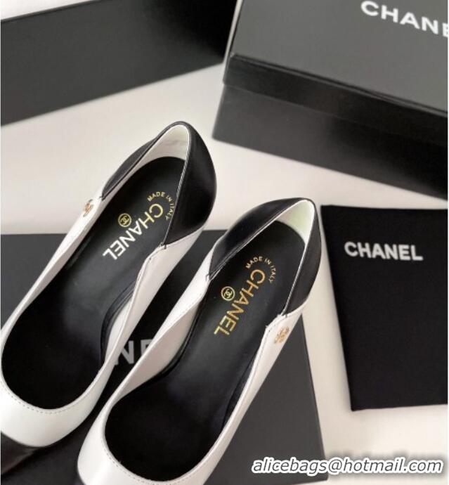 Super Quality Chanel Lambskin Pumps 8.5cm 121459 White/Black