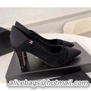 Top Quality Chanel Suede & Grosgrain Pumps 8.5cm 121461 Black