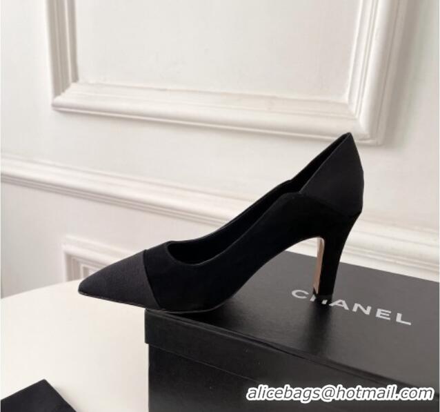 Top Quality Chanel Suede & Grosgrain Pumps 8.5cm 121461 Black