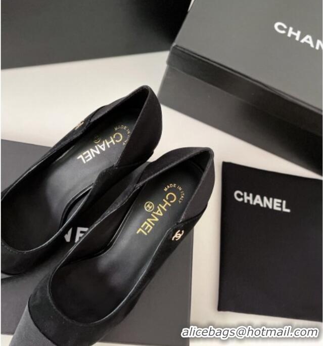 Top Quality Chanel Suede & Grosgrain Pumps 8.5cm 121461 Black