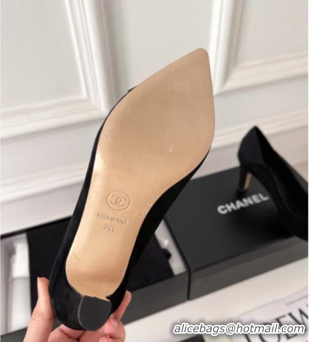 Top Quality Chanel Suede & Grosgrain Pumps 8.5cm 121461 Black