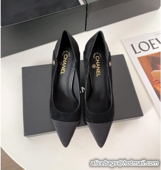 Top Quality Chanel Suede & Grosgrain Pumps 8.5cm 121461 Black