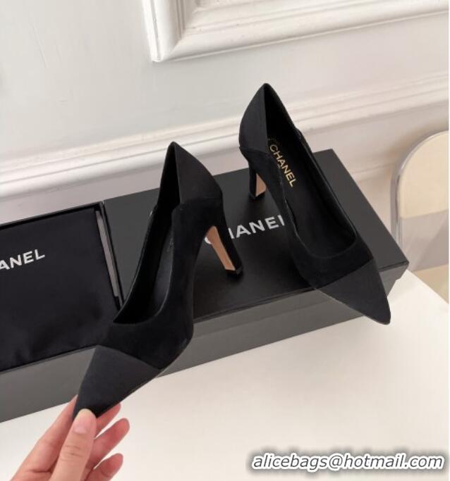 Top Quality Chanel Suede & Grosgrain Pumps 8.5cm 121461 Black