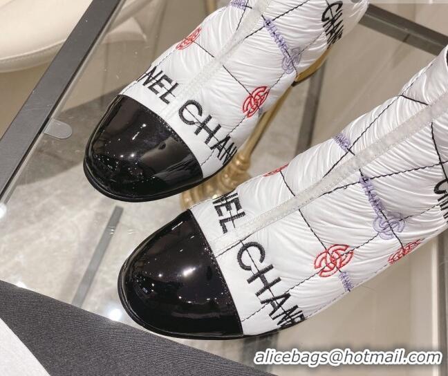 Discount Chanel Embroidered High Boots 5cm G38428 White