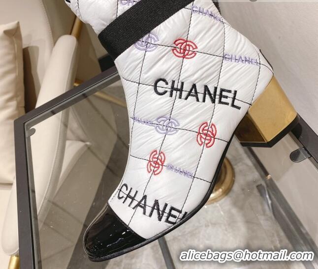 Discount Chanel Embroidered High Boots 5cm G38428 White