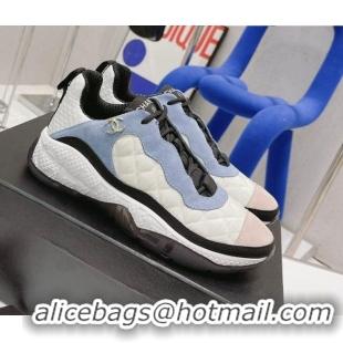 Top Sale Chanel Mesh & Suede Sneakers G38290 Beige/Blue