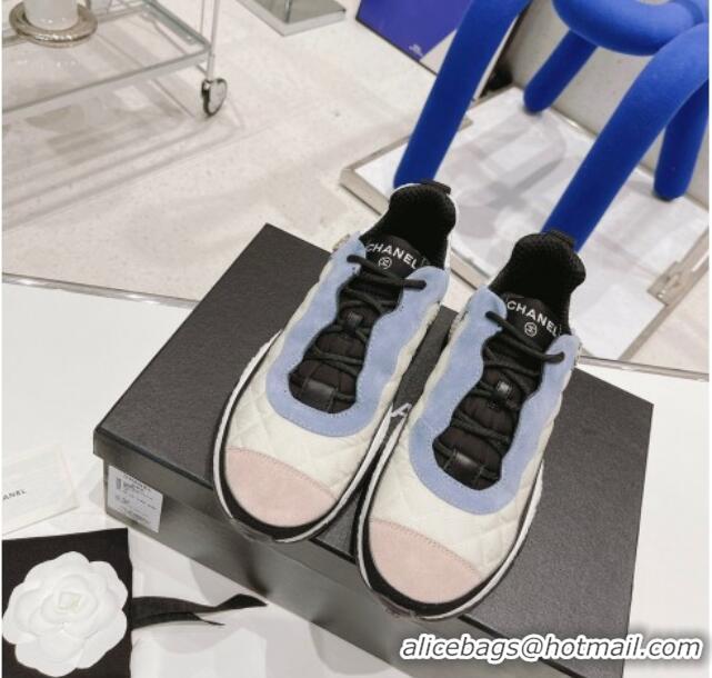 Top Sale Chanel Mesh & Suede Sneakers G38290 Beige/Blue