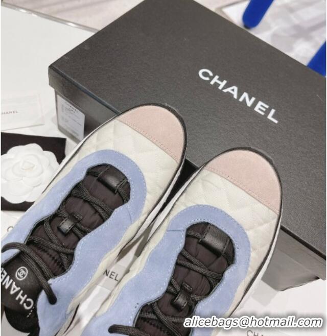 Top Sale Chanel Mesh & Suede Sneakers G38290 Beige/Blue