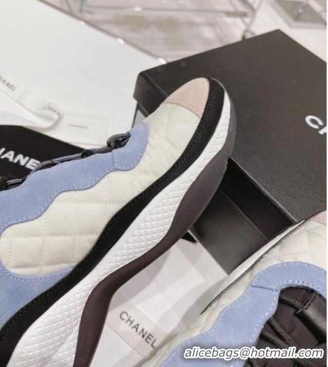 Top Sale Chanel Mesh & Suede Sneakers G38290 Beige/Blue