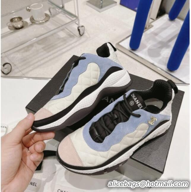 Top Sale Chanel Mesh & Suede Sneakers G38290 Beige/Blue