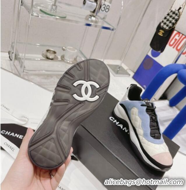 Top Sale Chanel Mesh & Suede Sneakers G38290 Beige/Blue