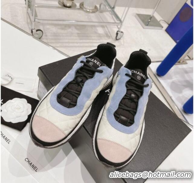 Top Sale Chanel Mesh & Suede Sneakers G38290 Beige/Blue