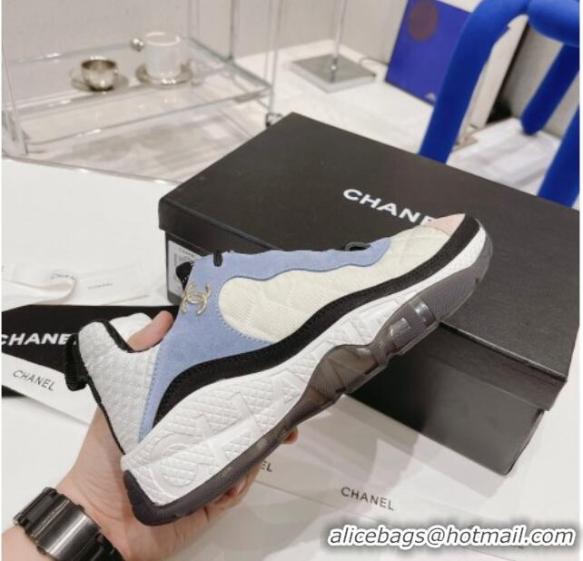 Top Sale Chanel Mesh & Suede Sneakers G38290 Beige/Blue