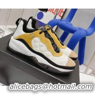 Low Cost Chanel Mesh & Suede Sneakers G38290 Yellow/White 