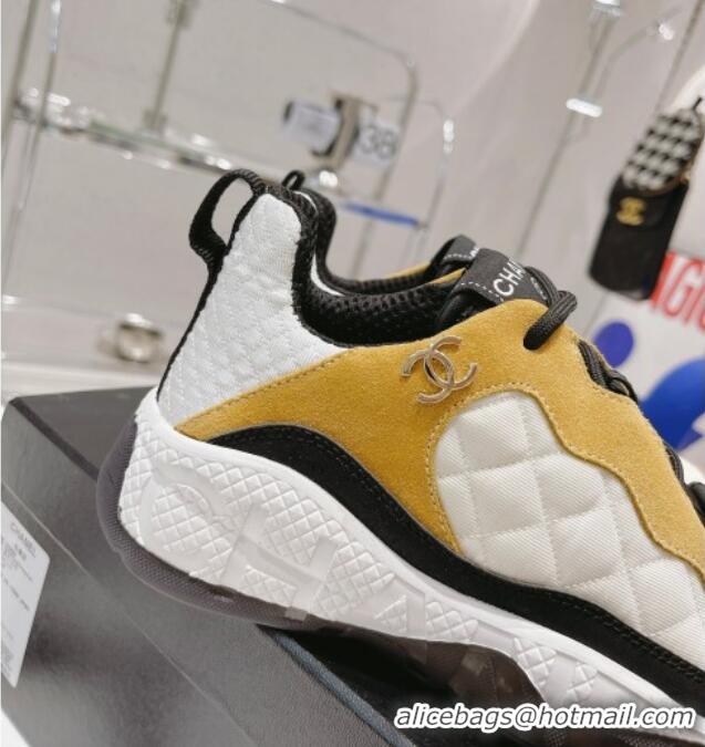 Low Cost Chanel Mesh & Suede Sneakers G38290 Yellow/White 