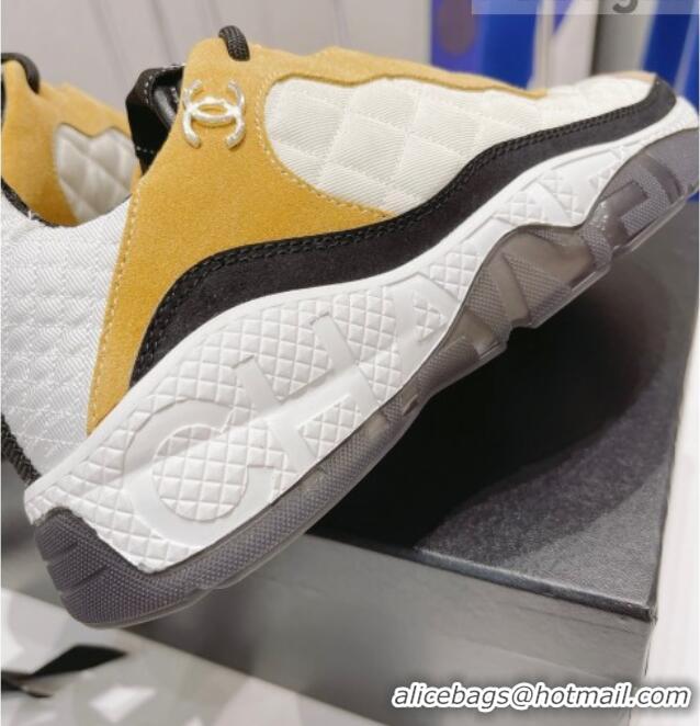 Low Cost Chanel Mesh & Suede Sneakers G38290 Yellow/White 