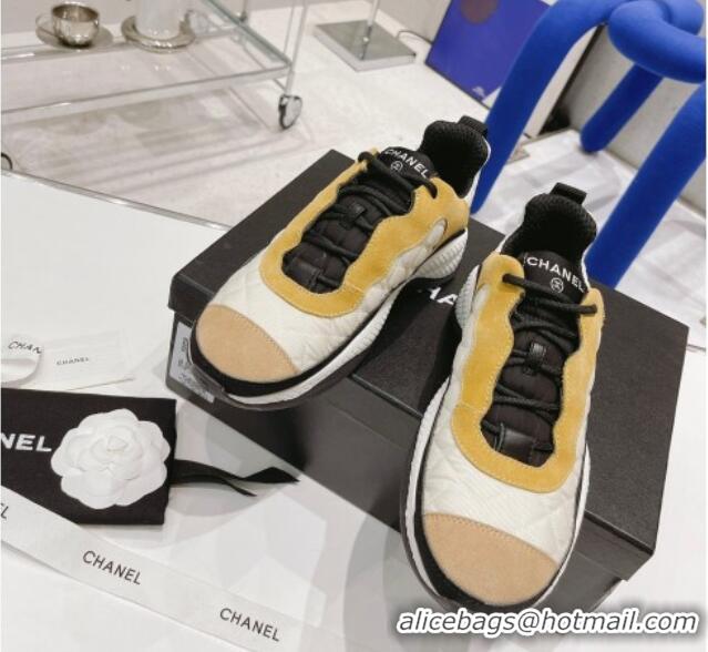 Low Cost Chanel Mesh & Suede Sneakers G38290 Yellow/White 