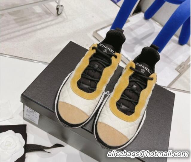 Low Cost Chanel Mesh & Suede Sneakers G38290 Yellow/White 