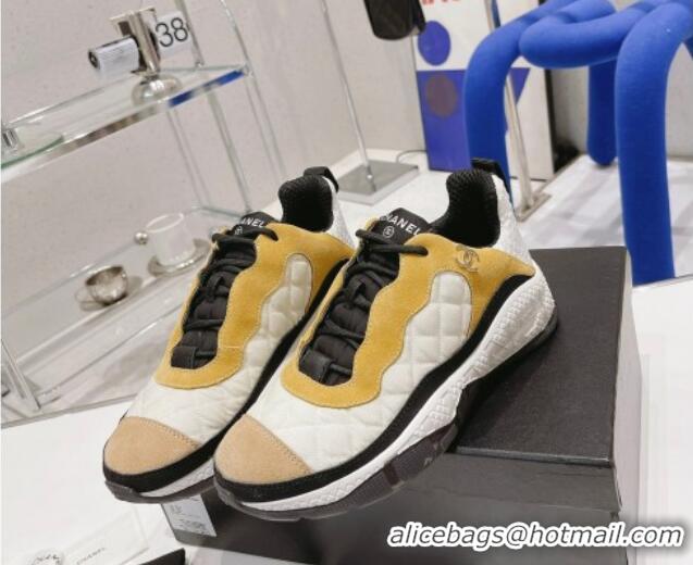 Low Cost Chanel Mesh & Suede Sneakers G38290 Yellow/White 