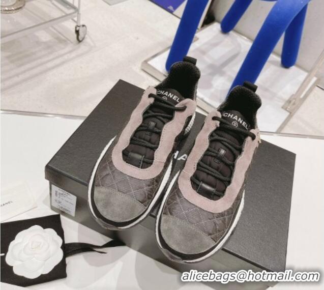 Perfect Chanel Mesh & Suede Sneakers G38290 Gray