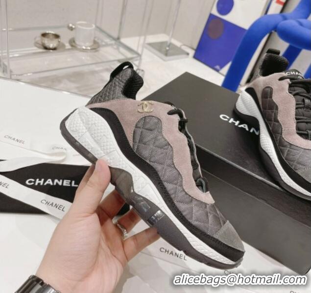 Perfect Chanel Mesh & Suede Sneakers G38290 Gray