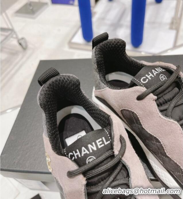 Perfect Chanel Mesh & Suede Sneakers G38290 Gray