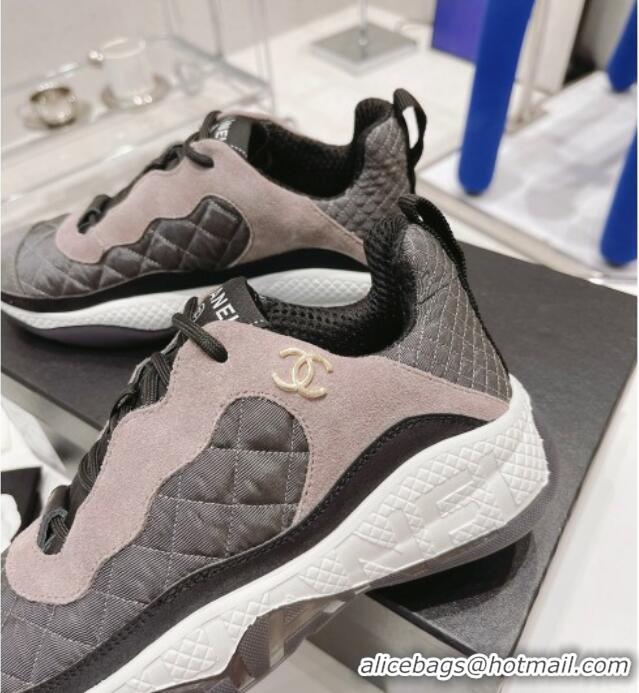 Perfect Chanel Mesh & Suede Sneakers G38290 Gray