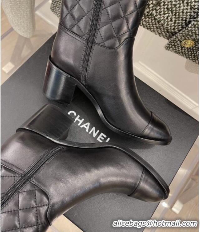 Best Design Chanel Quilted Lambskin Short Boots 5.5cm Black 121485